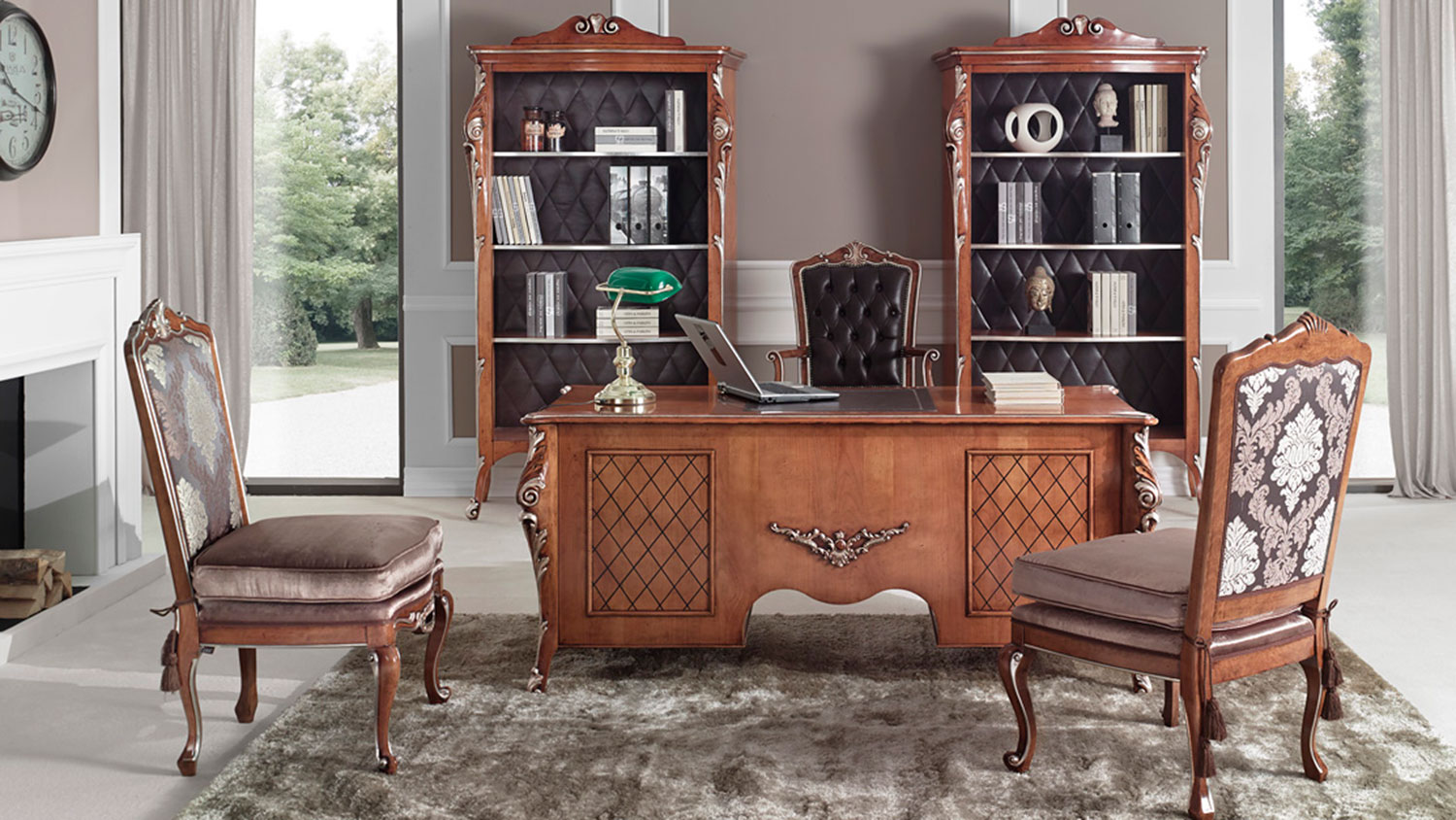 baroque writing desk and bookcases 5736