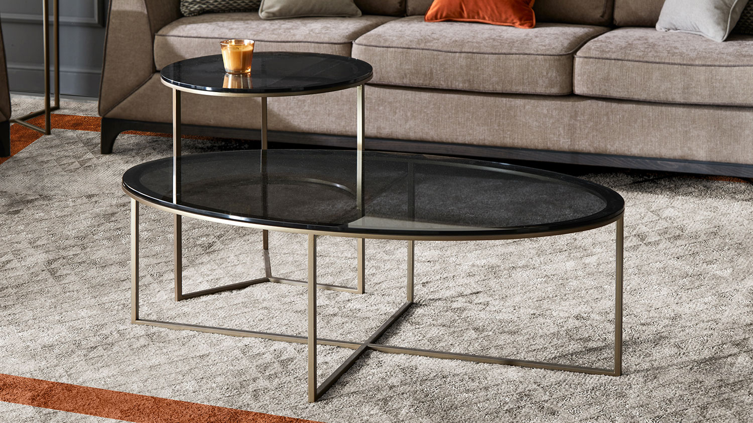 trio glass top coffee table set 6222