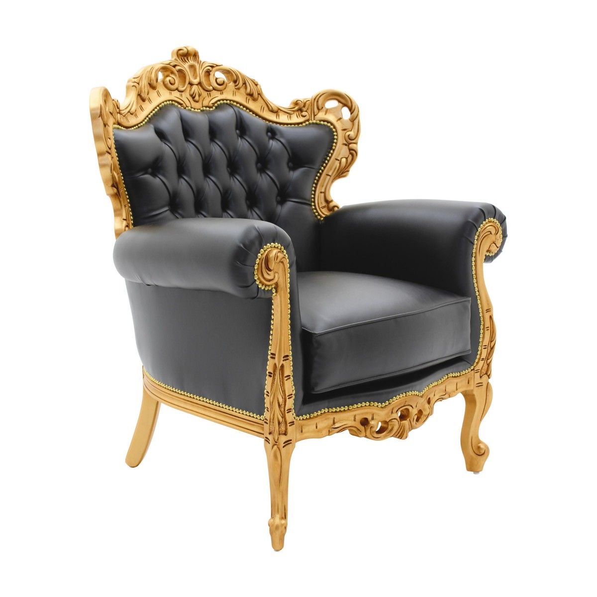 black italian leather armchair palermo 0 9684