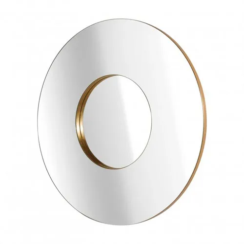 Specchio rotondo moderno con bordi dorati